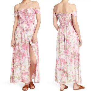 Area Stars Pink Kaian Smocked Trim Maxi Dress Size Small New With Tags